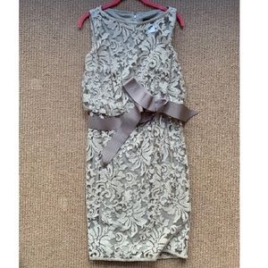 Tadashi Shoji lace cocktail dress with waist tie